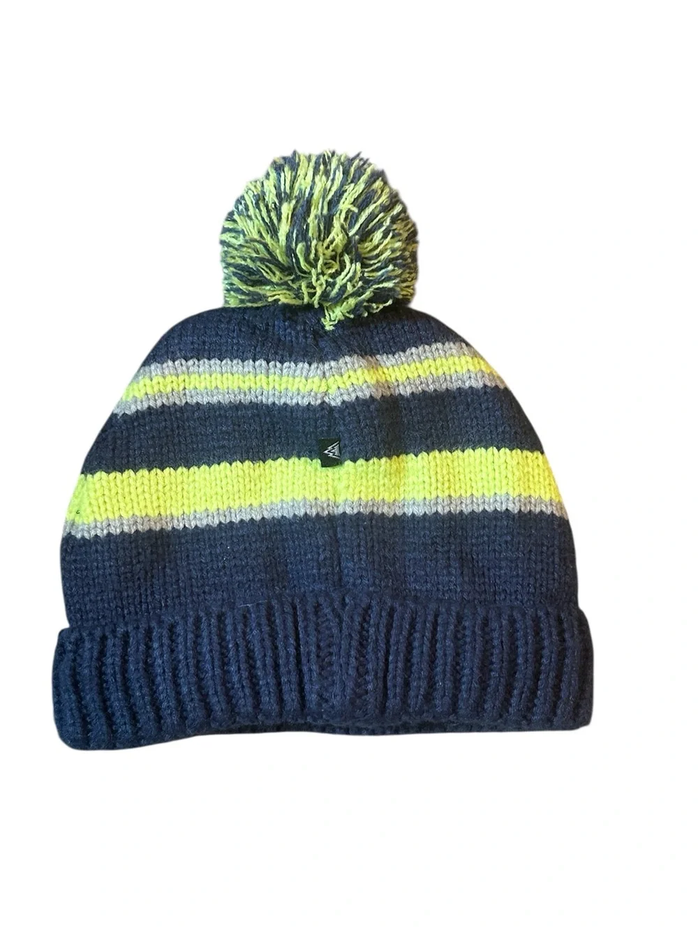 Snozu Kids Navy & Neon Yellow Pom Beanieu